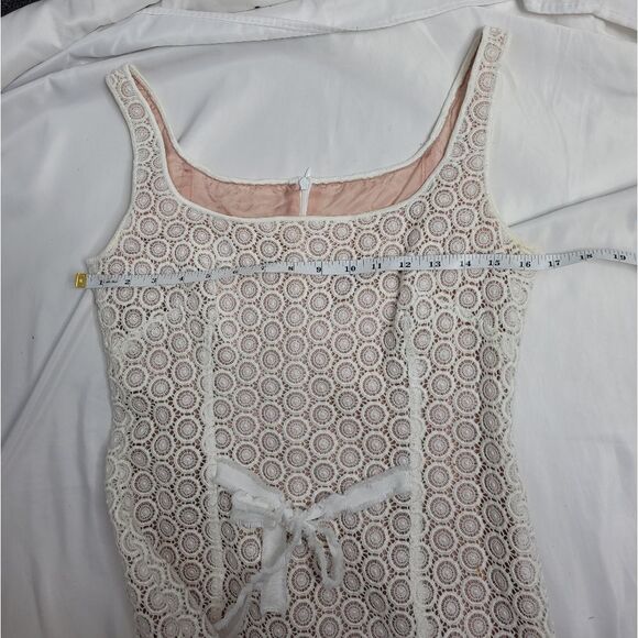 MOSCHINO dress white eyelet lace‎ sleeveless bodycon midi 8 - Picture 13 of 16